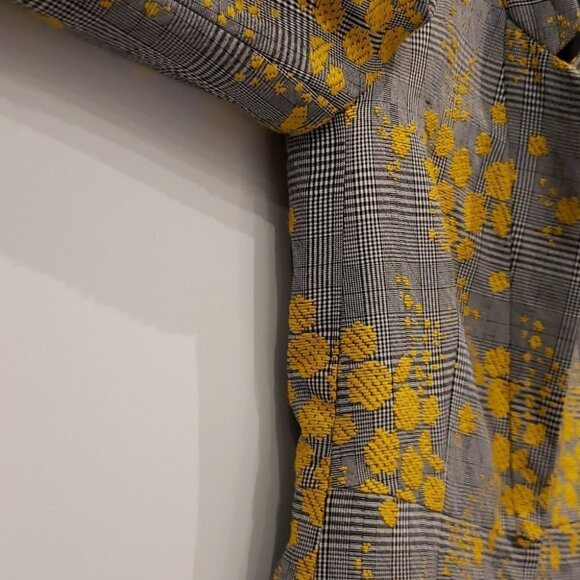 ZARA Basic Petticoat Grey Plaid Yellow Embroidery Ladies Women's XS Jacqua - Picture 4 of 11